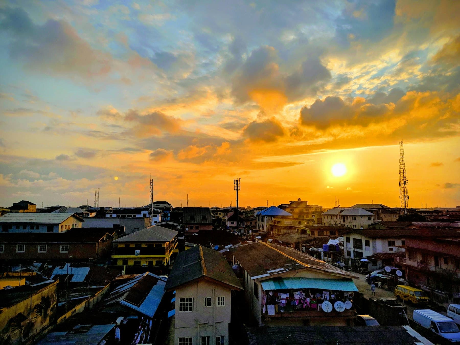 Sunset over Lagos rooftops